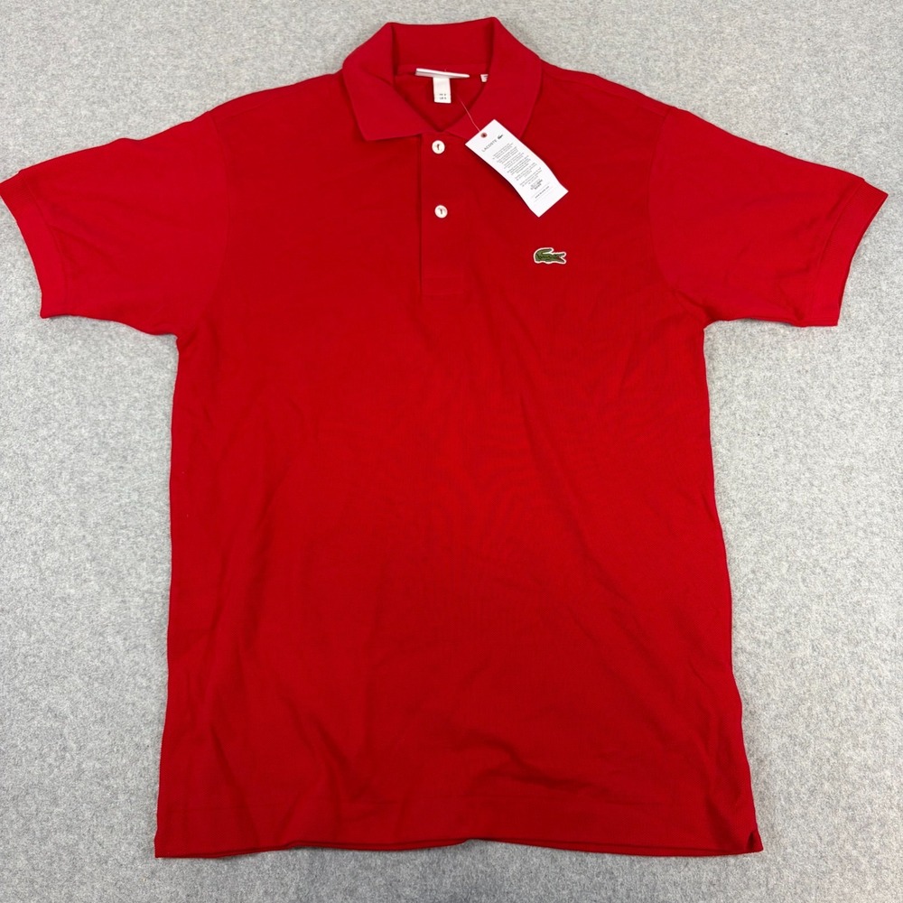 Lacoste Polo Shirt Mens Small Red Golf Logo Outdoors Casual Button
